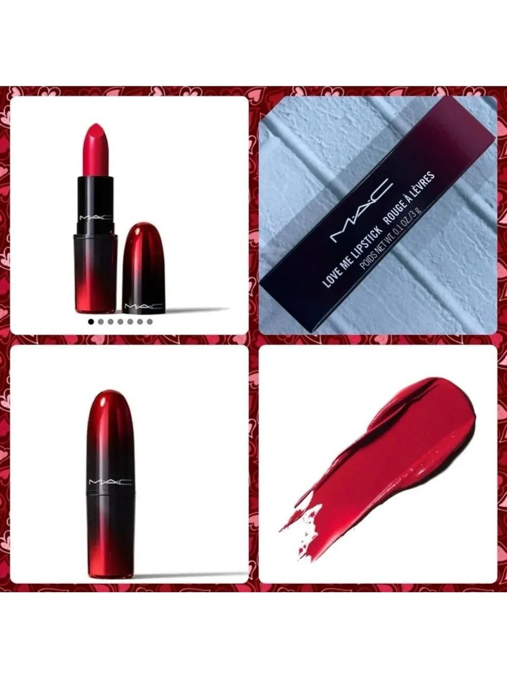 MAC Love Me Lipstick Red Limited Edition Ombre Packaging Cream Lipstick NIB